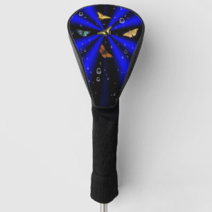 Butterfly on blue black Rainbow Golf Head Cover