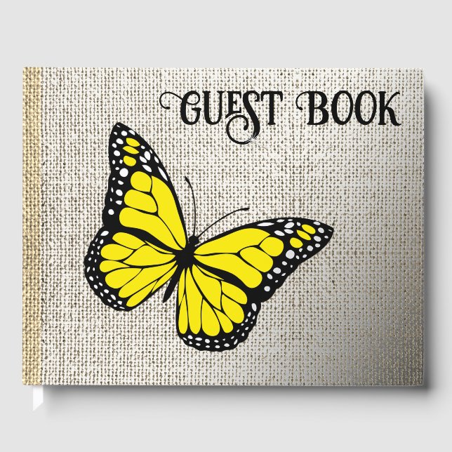 Butterfly on Burlap Guest Book (Front)