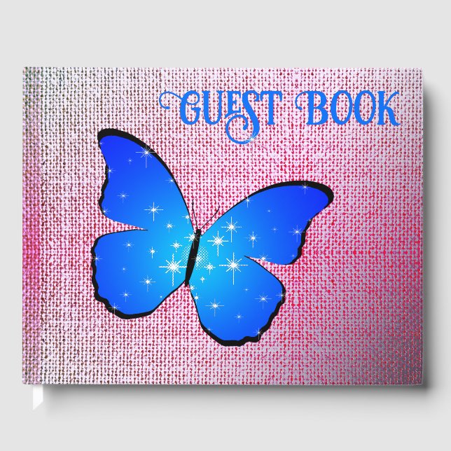 Butterfly on Burlap Guest Book (Front)