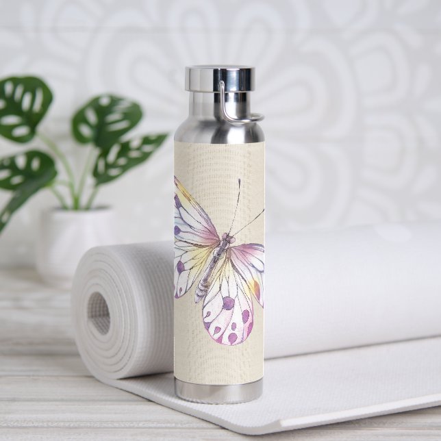 Butterfly On Burlap  Water Bottle (Yoga)