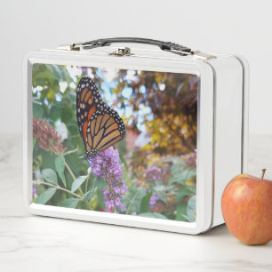 Butterfly on Butterfly Flower Metal Lunch Box