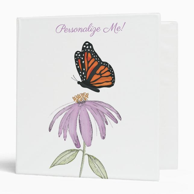 Butterfly on Cone Flower 3 ring Binder (Front/Inside)