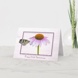 Butterfly on Cone Flower 62nd Anniversary Card