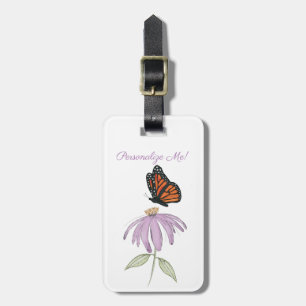 Butterfly on Cone Flower Luggage Tag