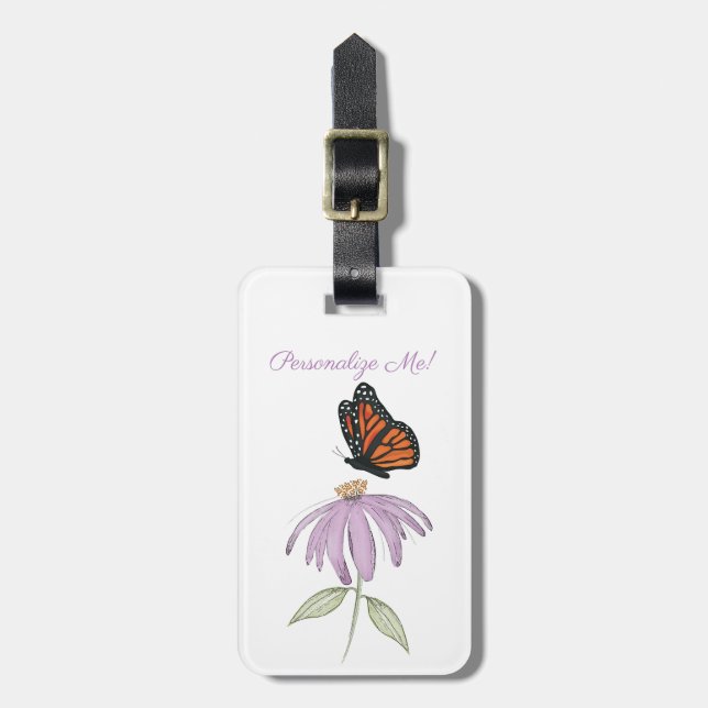 Butterfly on Cone Flower Luggage Tag (Front Vertical)