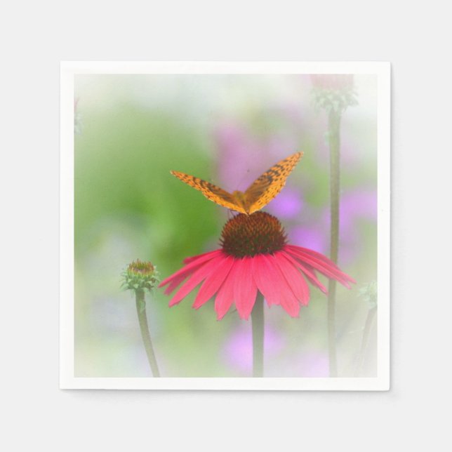Butterfly On Cone Flower Napkin (Front)