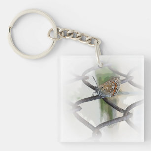 butterfly on fence keychain