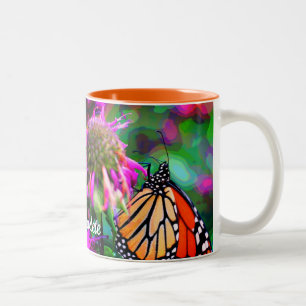 Butterfly On Flower Digital Art Personalized Two-Tone Coffee Mug