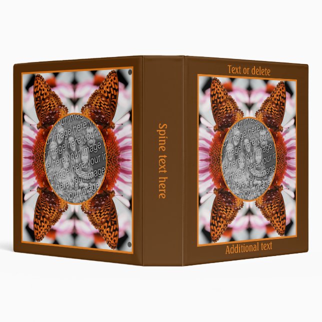 Butterfly On Flower Frame Create Your Own Photo Binder (Background)