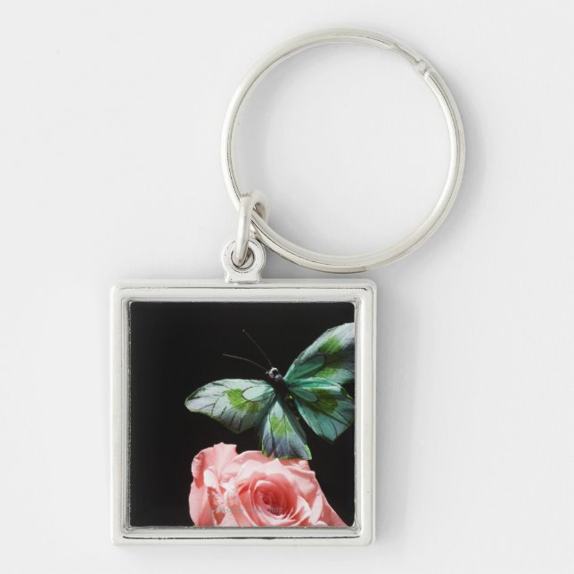 Butterfly on flower keychain (Front)