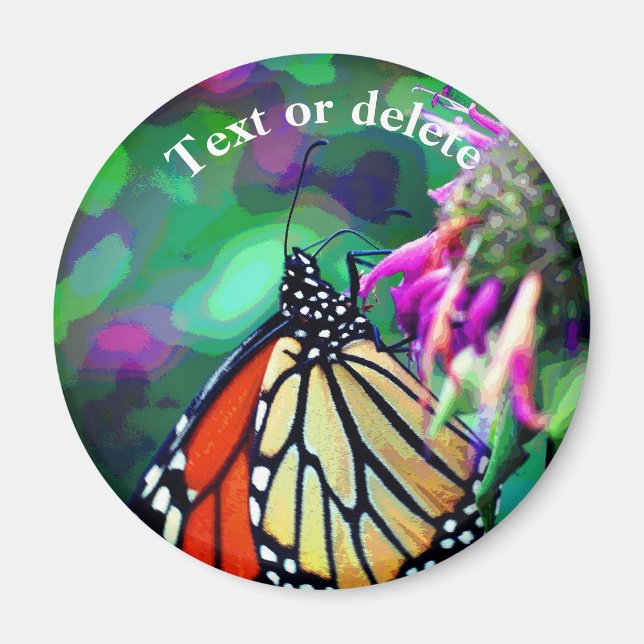 Butterfly On Flower Nature Art Personalized Magnet (Front)