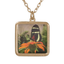 Butterfly on flower necklace