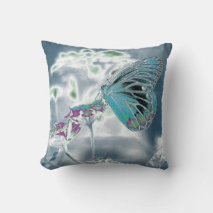 Butterfly on flower - Negative Photo 2 Throw Pillow