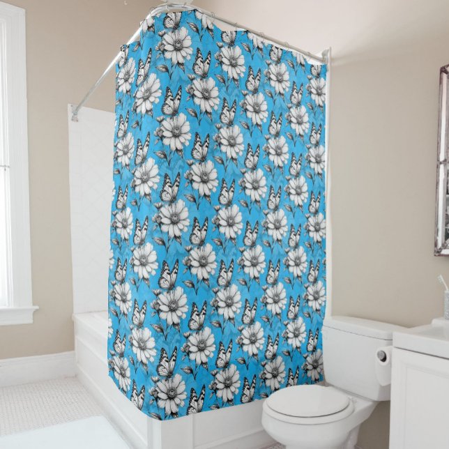 Butterfly On Flower Pattern Blue Design   (Creator Uploaded)