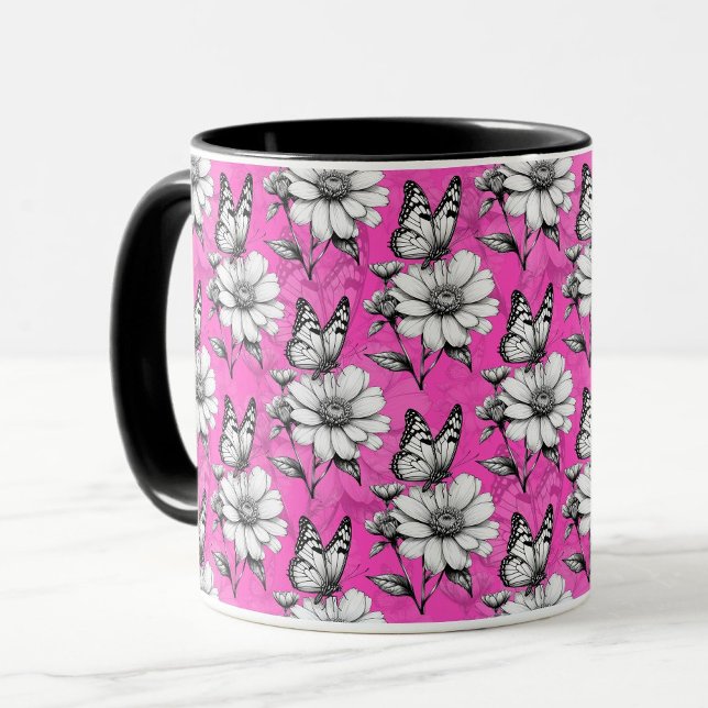 Butterfly On Flower Pattern Pink Design   Mug (Creator Uploaded)