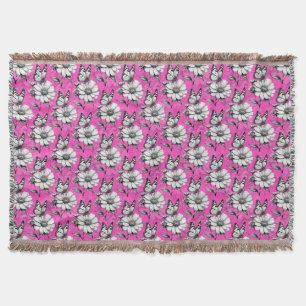 Butterfly On Flower Pattern Pink Design Throw Blanket