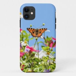 butterfly on flowers and blue sky iPhone 11 case