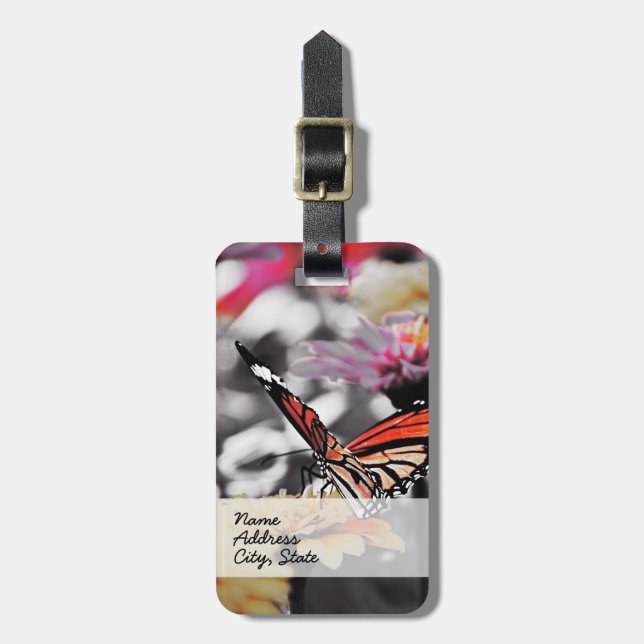 Butterfly on Flowers Luggage Tag (Front Vertical)