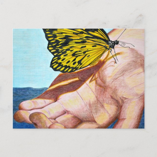 Butterfly on Hand Postcard (Front)