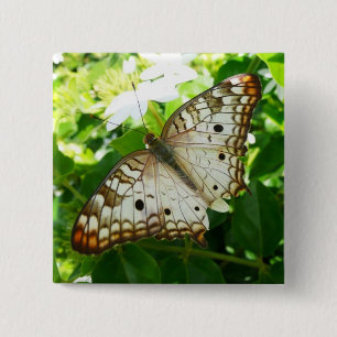 Butterfly on Jasmine Tropical Nature Photography 2 Inch Square Button