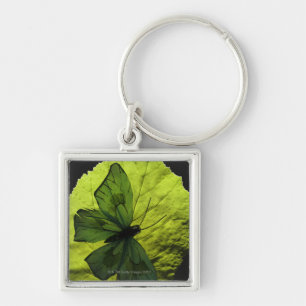 Butterfly on leaf keychain