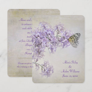 Butterfly on Lilacs wedding invite