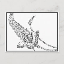 Butterfly on Liliac Postcards - Colour It In
