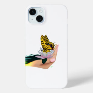 Butterfly on Lotus Bloom iPhone 15 Mini Case