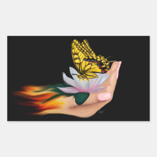 Butterfly on Lotus Bloom Sticker