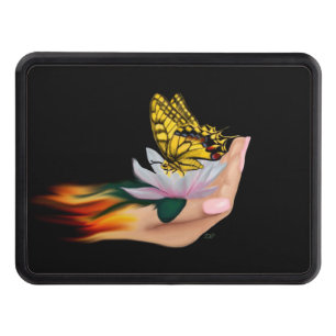 Butterfly on Lotus Bloom Trailer Hitch Cover