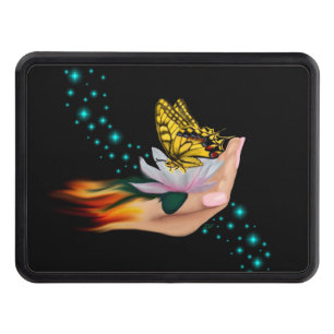 Butterfly on Lotus Bloom Trailer Hitch Cover