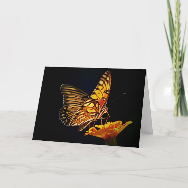 Butterfly On Marigold Scripture Card Isaiah 26:3 (Front)
