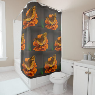 Butterfly On Orange Zinnia Pattern