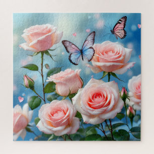 Butterfly On Pink Flower Jigsaw Puzzle