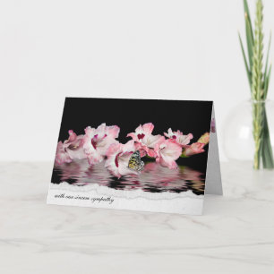 butterfly on pink gladiolus for sympathy card