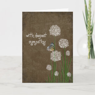 Butterfly on Puff flower sympathy Card