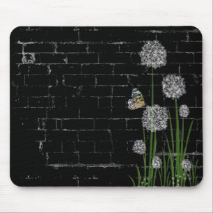 Butterfly on puff wildflower mouse pad