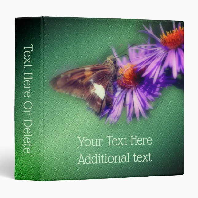 Butterfly On Purple Aster Flowers Personalized Binder (Front/Spine)