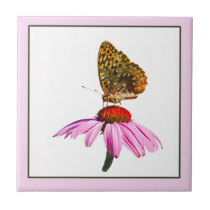 Butterfly On Purple Coneflower Tile