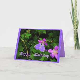 Butterfly on Purple Flowers birthday card