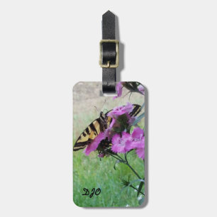Butterfly on Purple Flowers. Customizable Luggage Tag