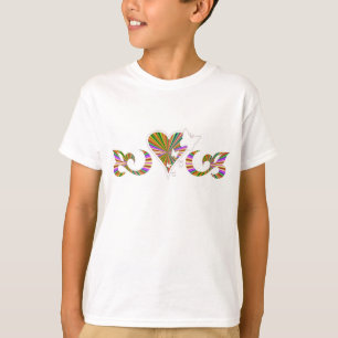 Butterfly on Rainbow Lily and Heart T-Shirt