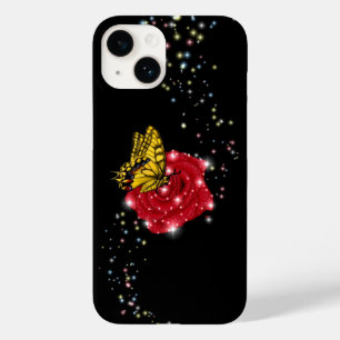 Butterfly on red Rose with Stars and Raindrops Case-Mate iPhone 14 Case