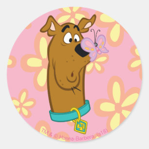 Butterfly On Scooby-Doo's Nose Classic Round Sticker