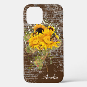 butterfly on sunflower bouquet iPhone 12 case