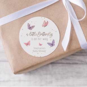 Butterfly on the Way Baby Shower Favour Tags