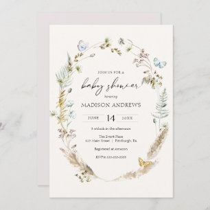 Butterfly on the Way Boho Baby Shower Invitation