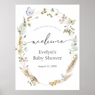 Butterfly on the Way Boho Baby Shower Welcome Sign