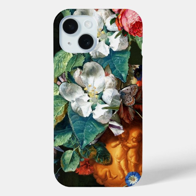 BUTTERFLY ON WHITE FLOWERS Floral Case-Mate iPhone Case (Back)