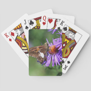 Butterfly On Wild Purple Aster Flower Nature Playing Cards